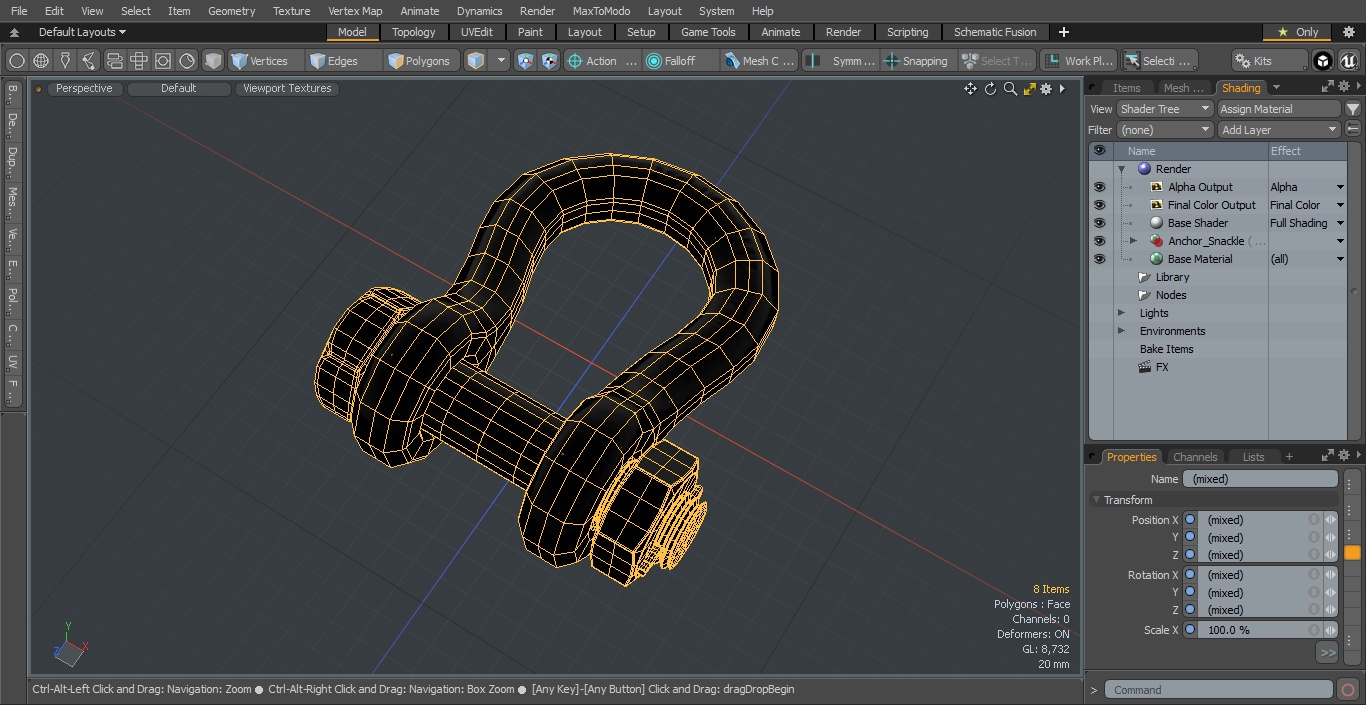 3D Aluminum Anchor Shackle model