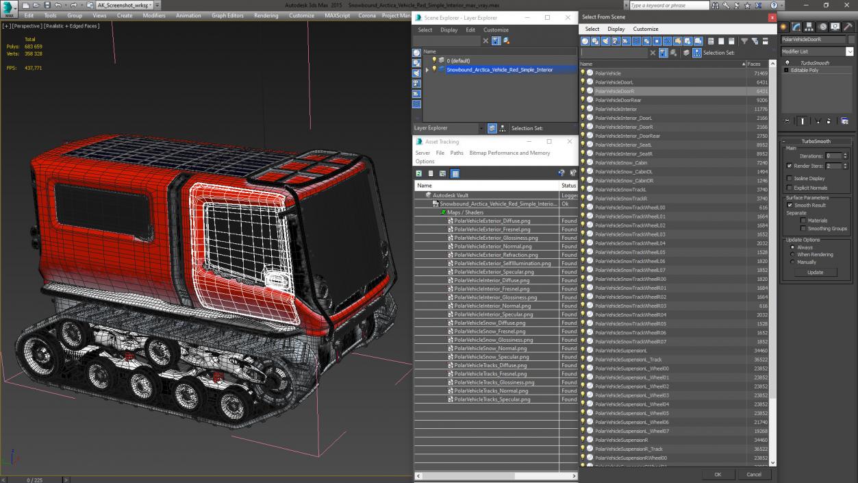 3D model Snowbound Arctica Vehicle Red Simple Interior