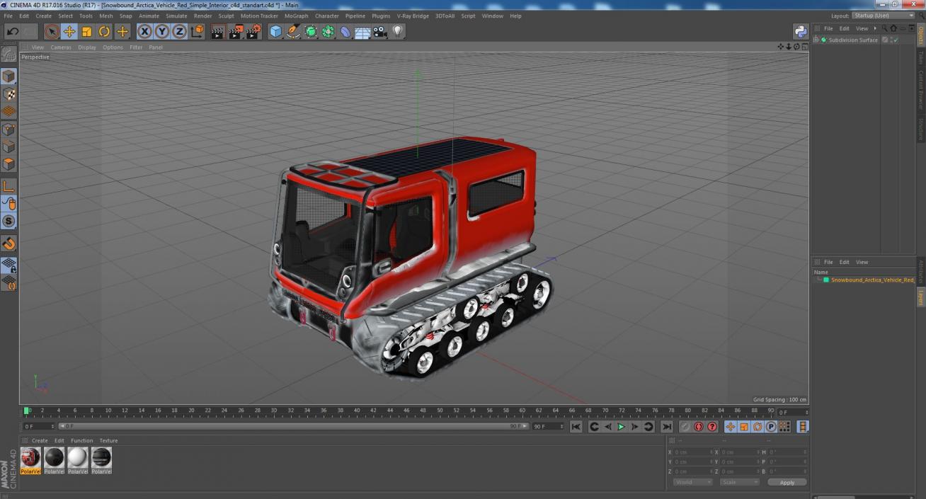 3D model Snowbound Arctica Vehicle Red Simple Interior