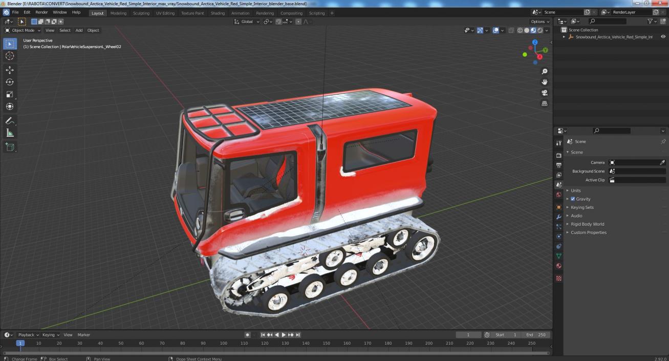 3D model Snowbound Arctica Vehicle Red Simple Interior