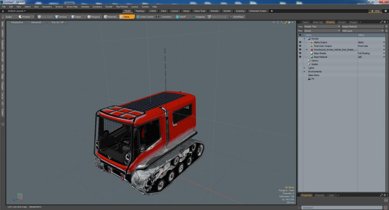 3D model Snowbound Arctica Vehicle Red Simple Interior