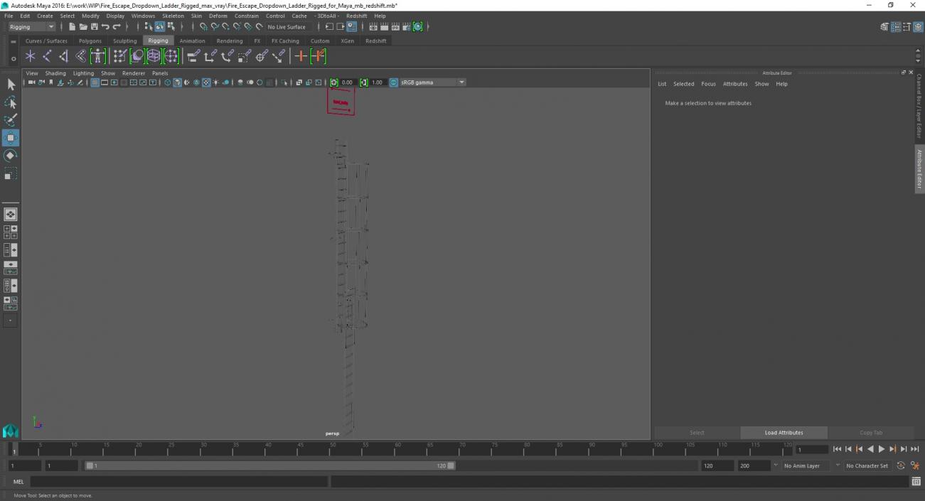 3D Fire Escape Dropdown Ladder Rigged for Maya model