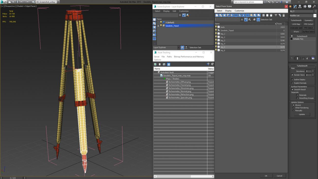 3D model Geodetic Tripod