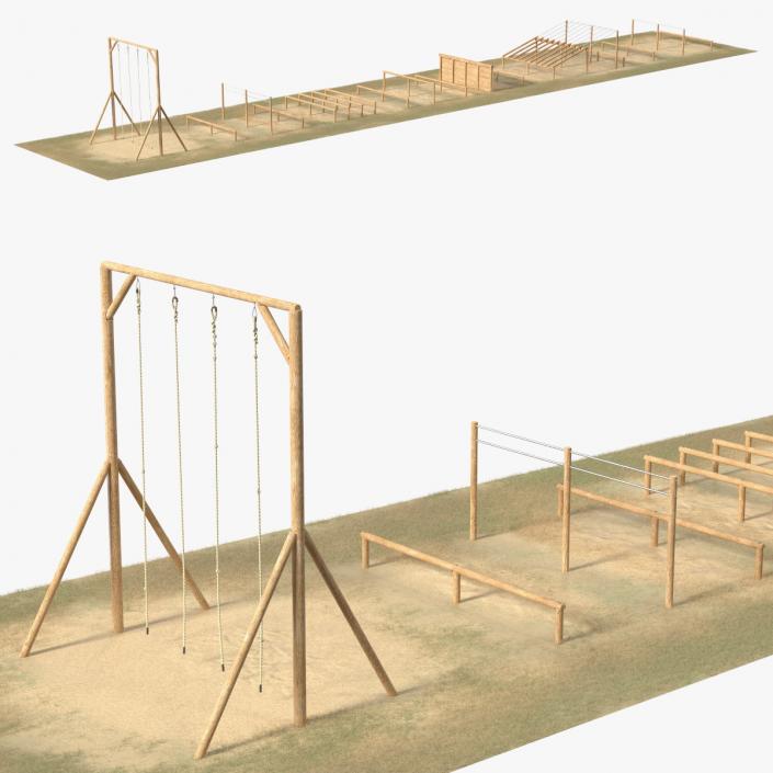 3D Military Obstacle Course Fur model