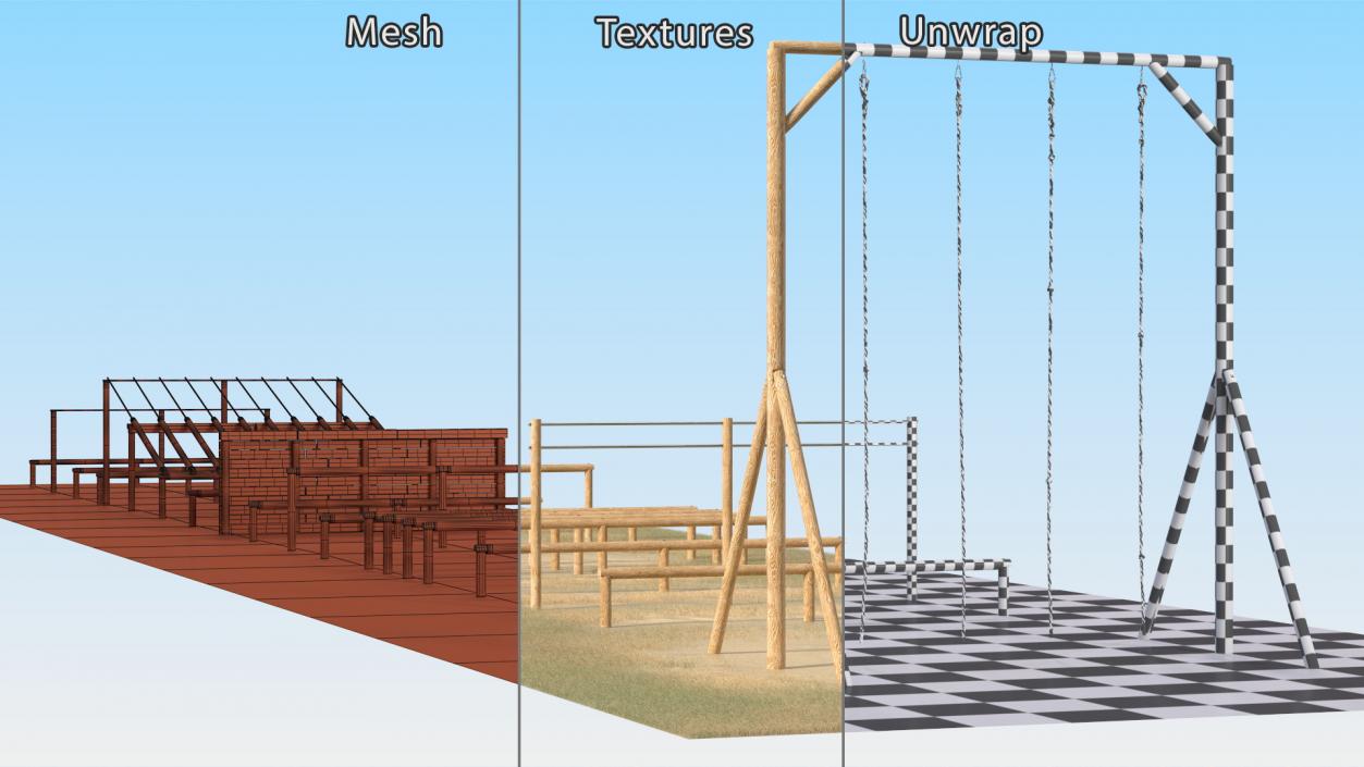 3D Military Obstacle Course Fur model