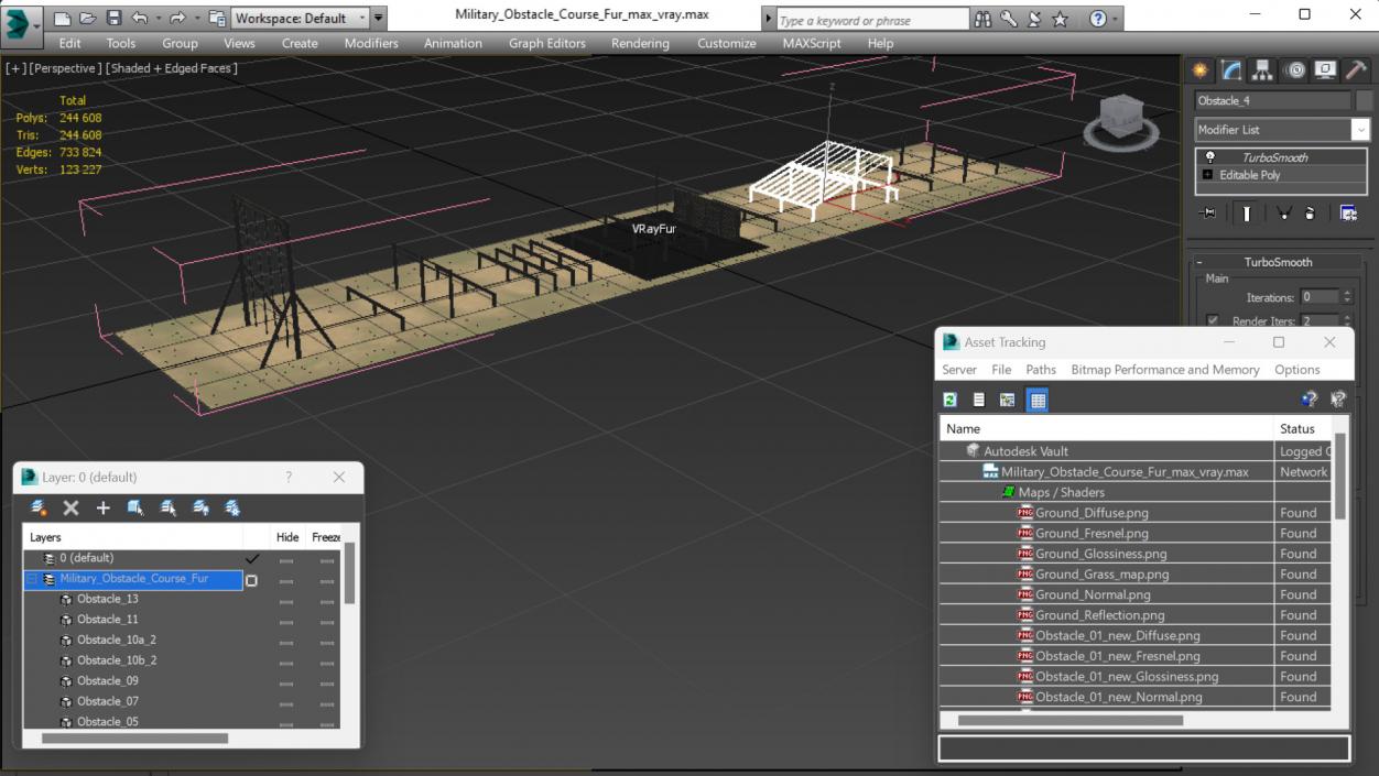 3D Military Obstacle Course Fur model