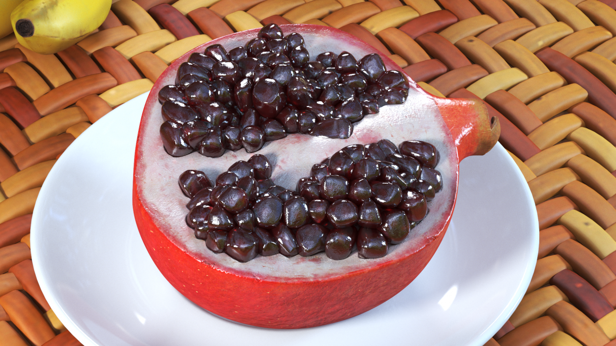 3D model Pomegranate Red Fruit Cross Section