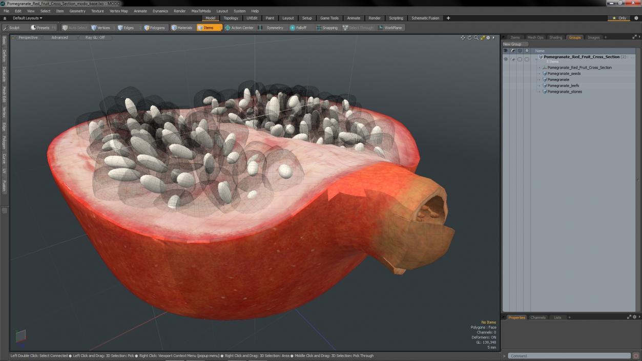 3D model Pomegranate Red Fruit Cross Section