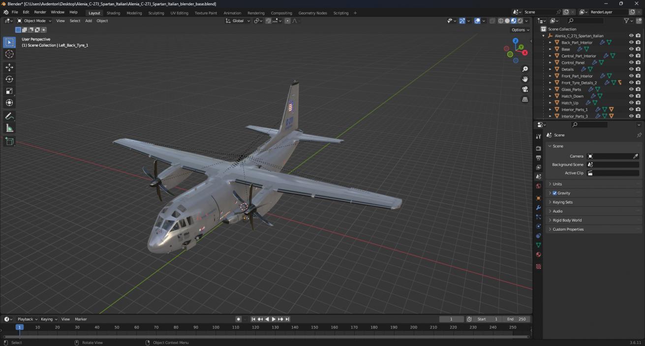 3D Alenia C-27J Spartan Italian model