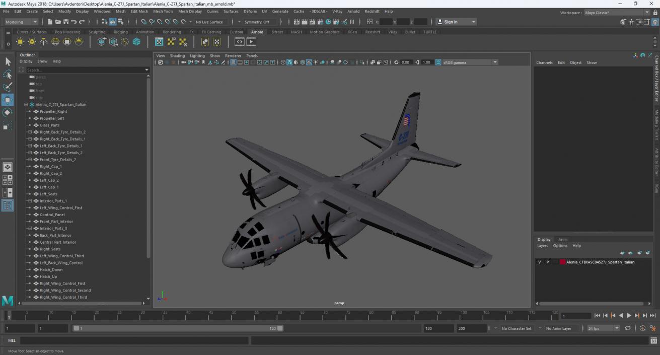 3D Alenia C-27J Spartan Italian model