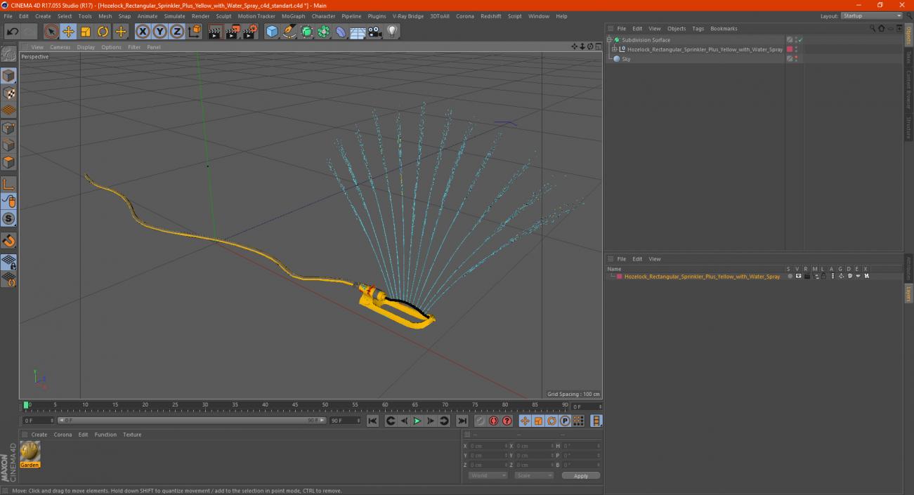 Hozelock Rectangular Sprinkler Plus Yellow with Water Spray 3D model