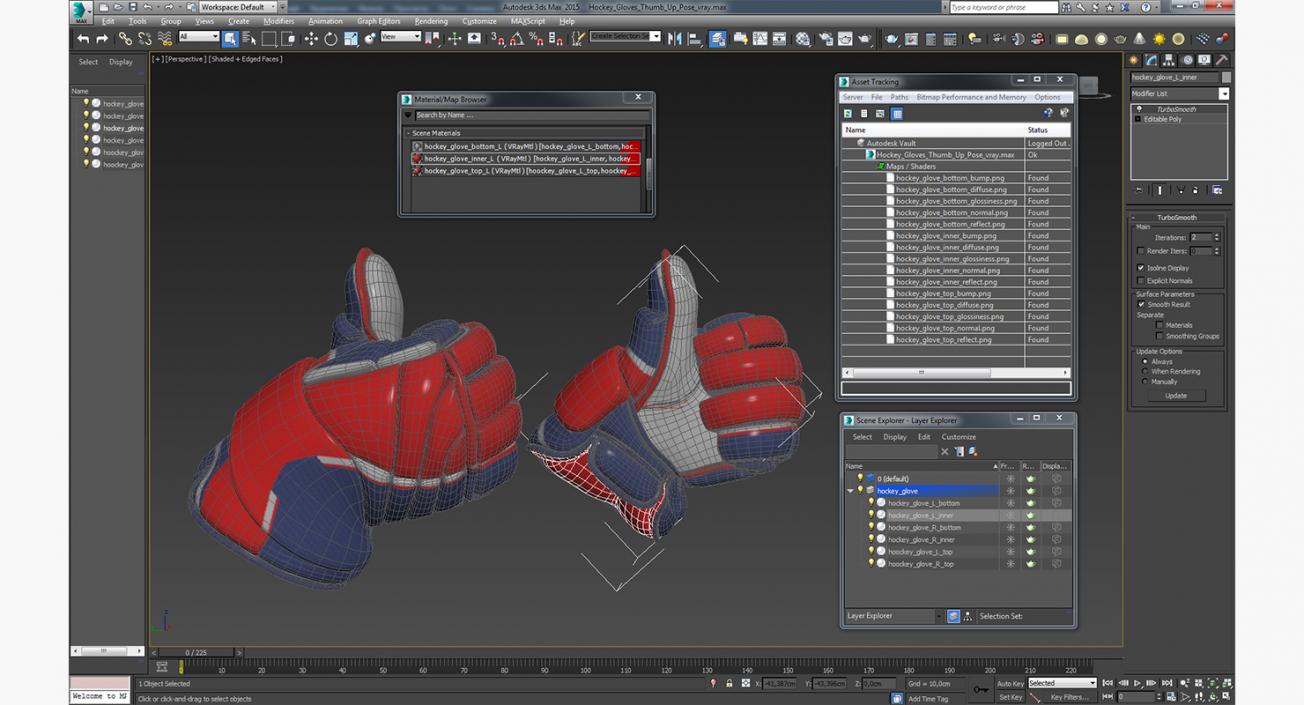 Hockey Gloves Thumb Up Pose 3D