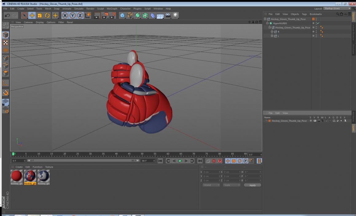 Hockey Gloves Thumb Up Pose 3D