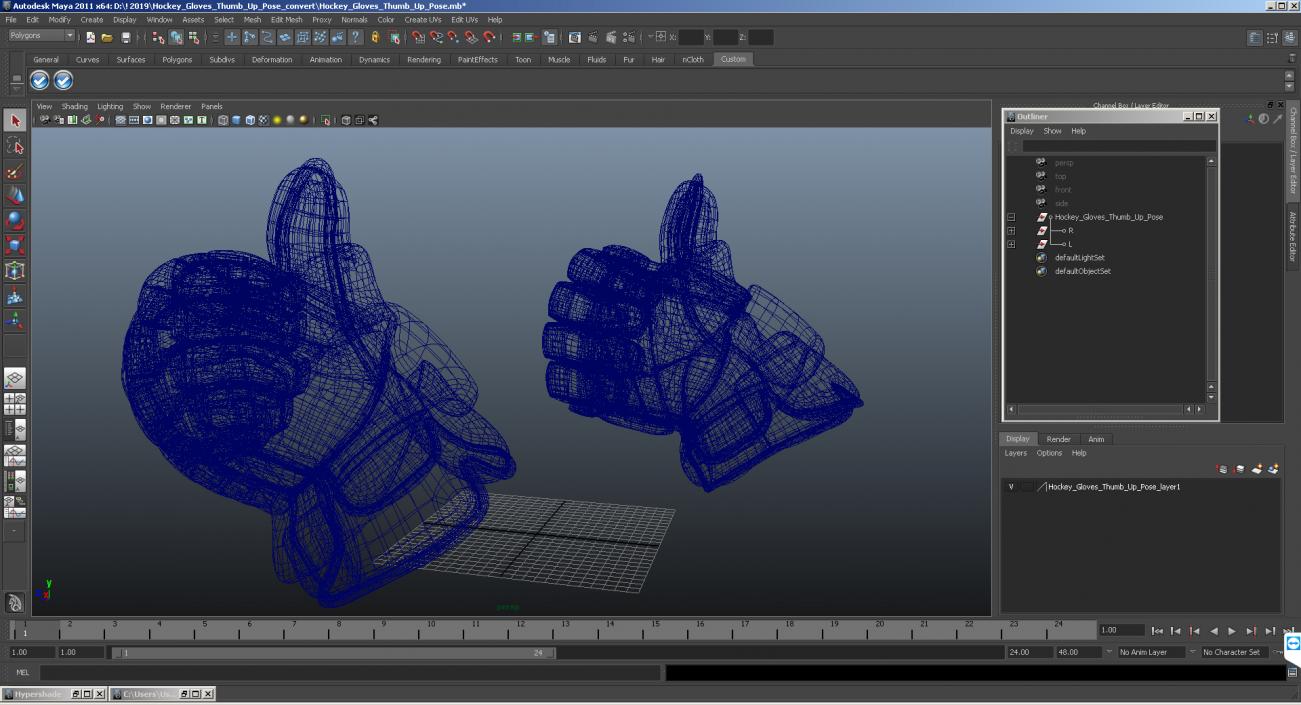 Hockey Gloves Thumb Up Pose 3D