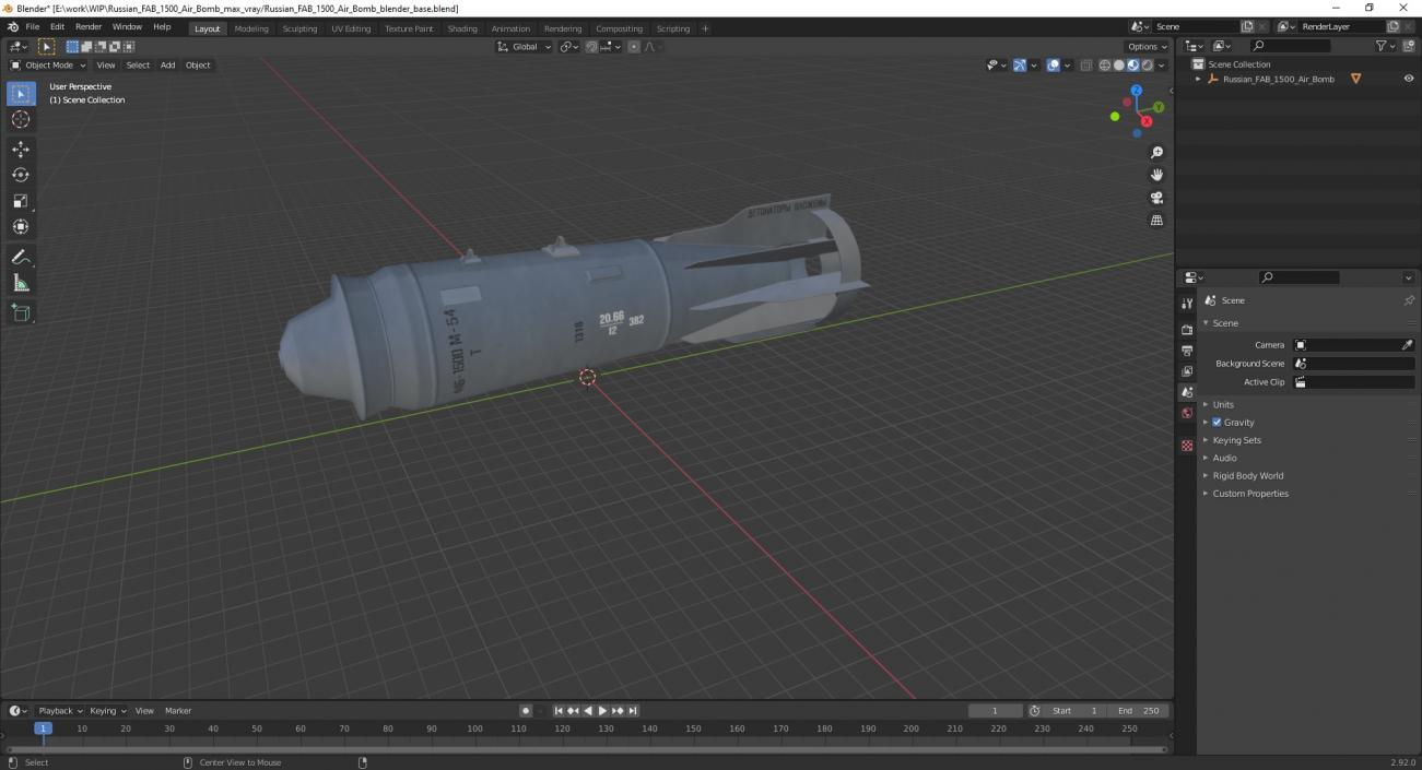 3D model Russian FAB 1500 Air Bomb