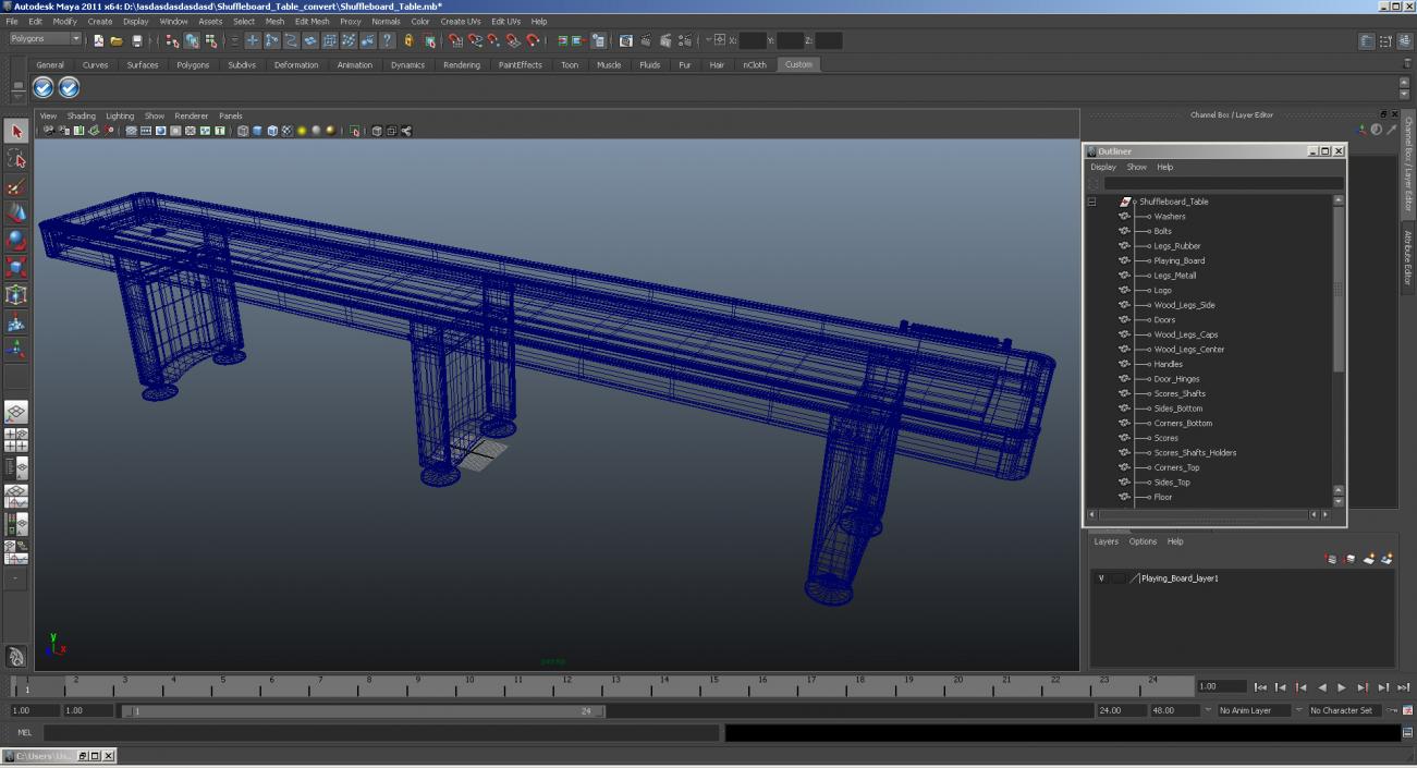 3D Shuffleboard Table model