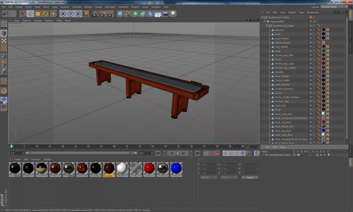 3D Shuffleboard Table model