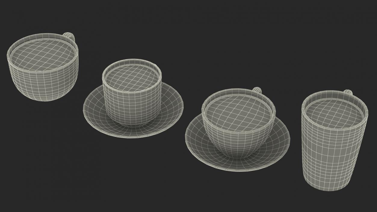 3D Tea Cup Set Full