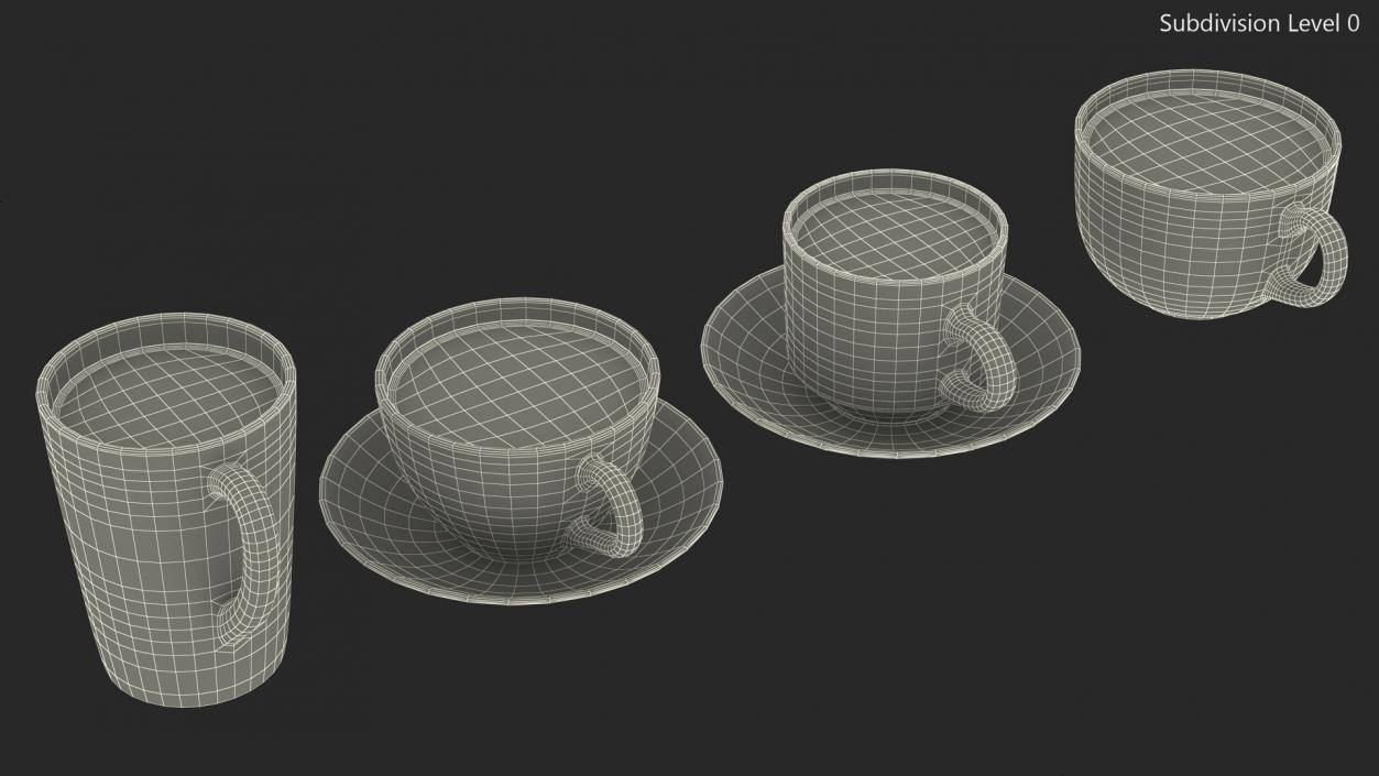 3D Tea Cup Set Full