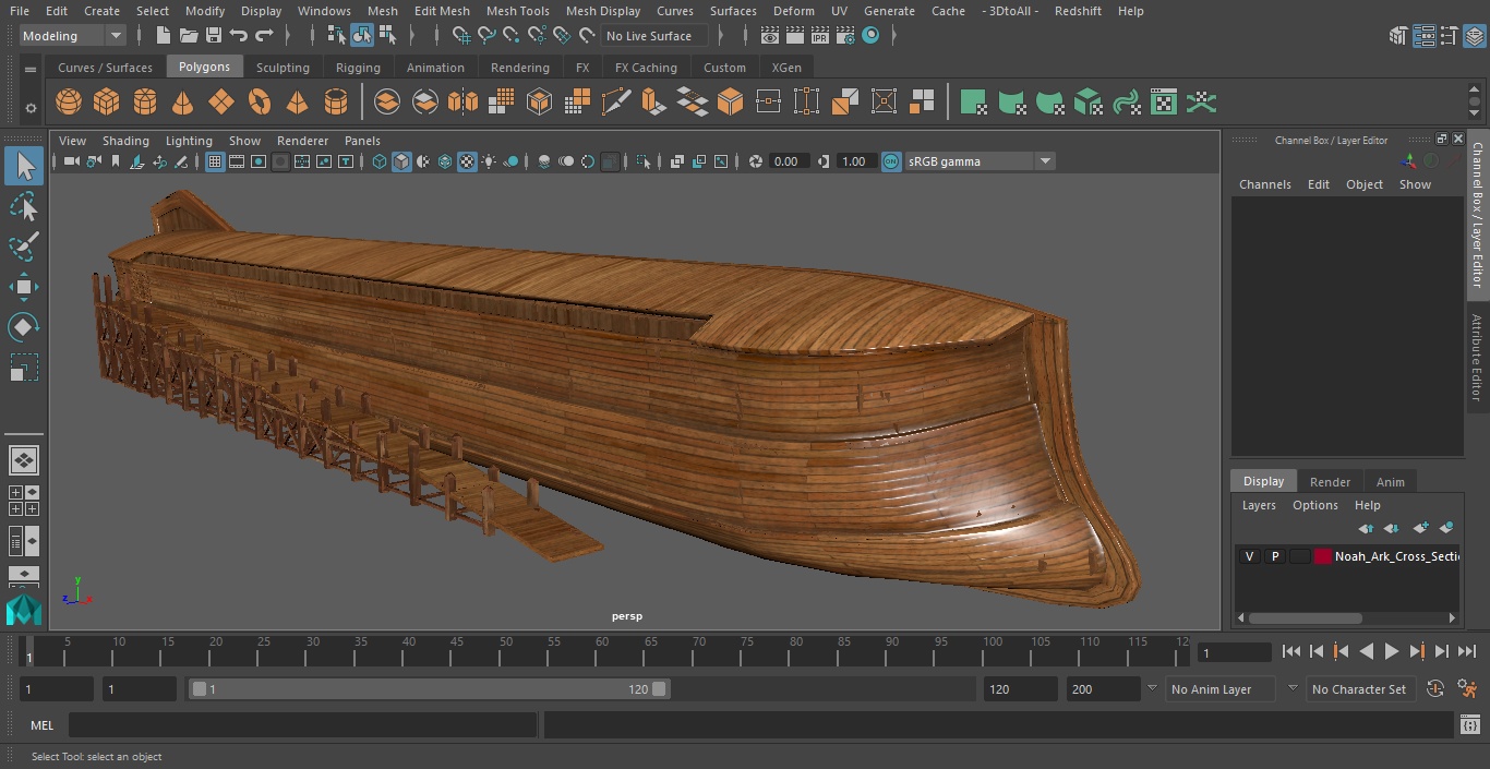 3D model Noah Ark Cross Section with transparency