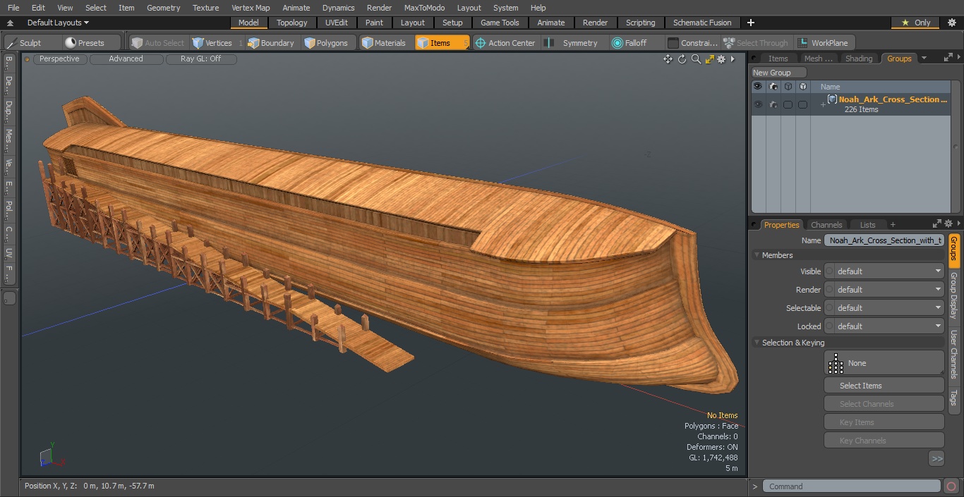 3D model Noah Ark Cross Section with transparency