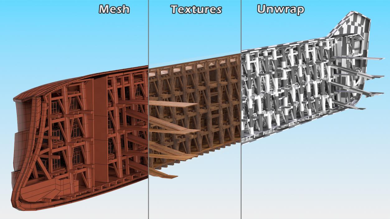 3D model Noah Ark Cross Section with transparency