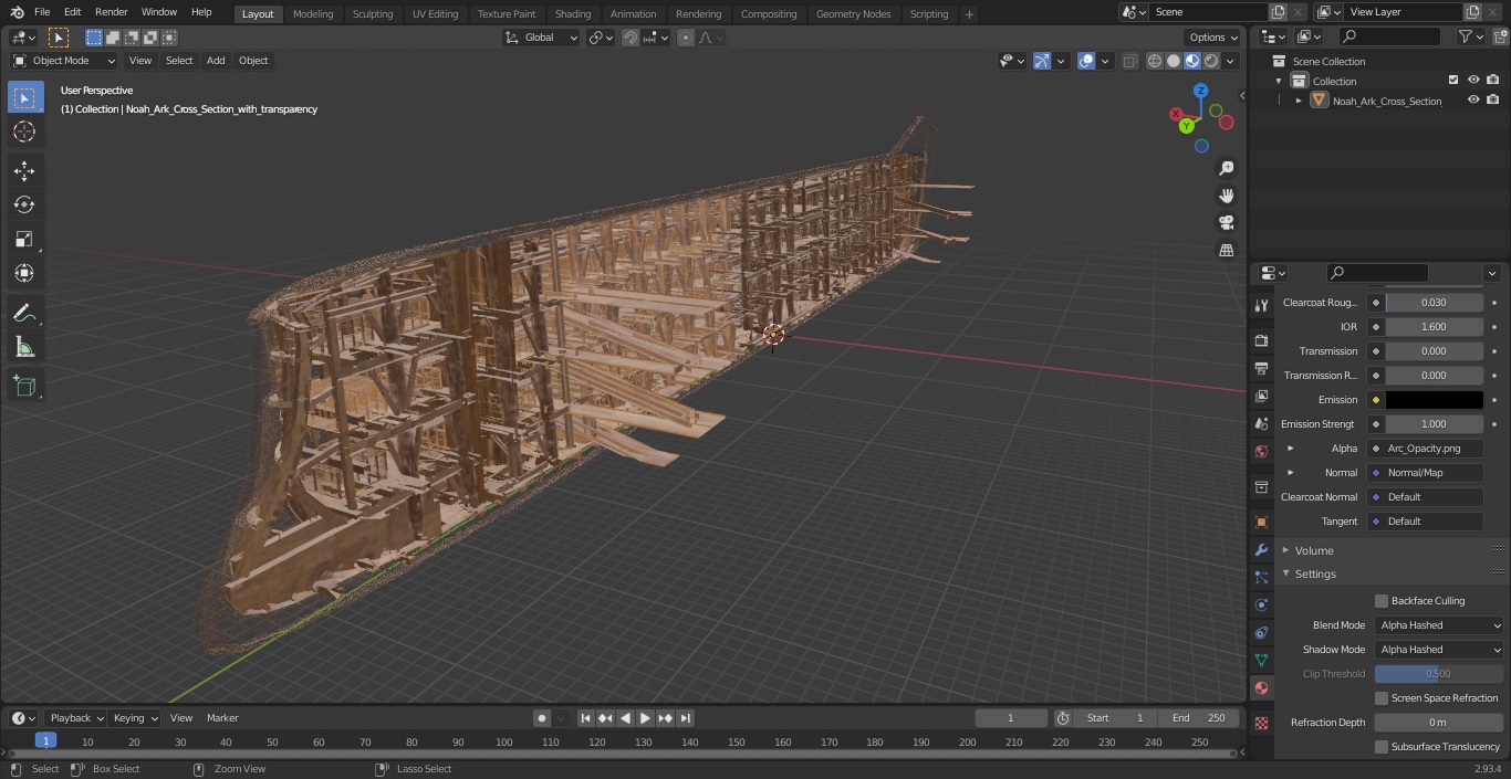 3D model Noah Ark Cross Section with transparency