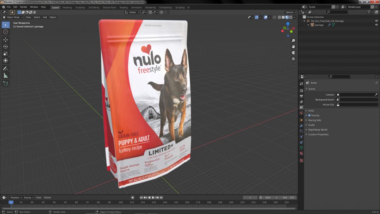 Pet Dry Food Nulo 4lb Package 3D model