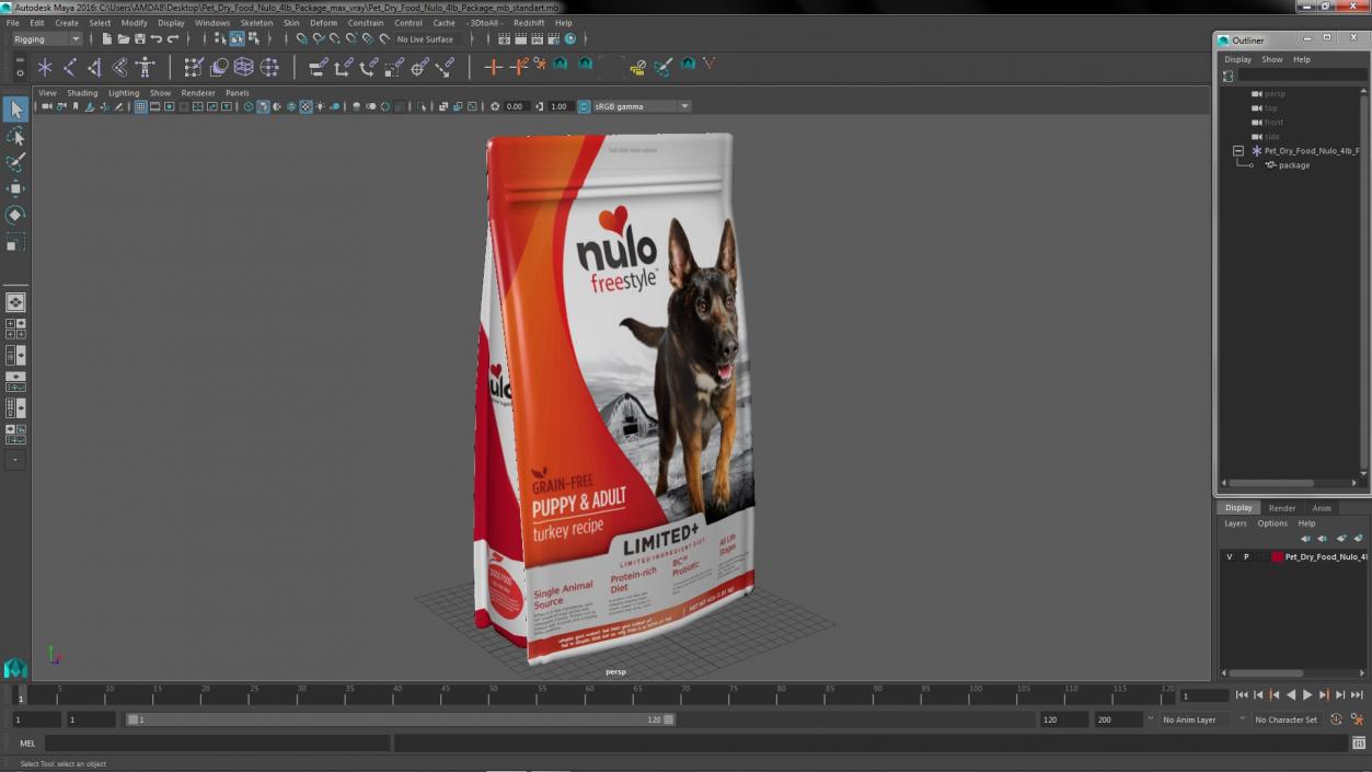 Pet Dry Food Nulo 4lb Package 3D model