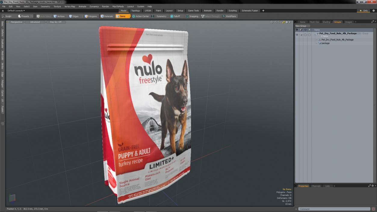 Pet Dry Food Nulo 4lb Package 3D model