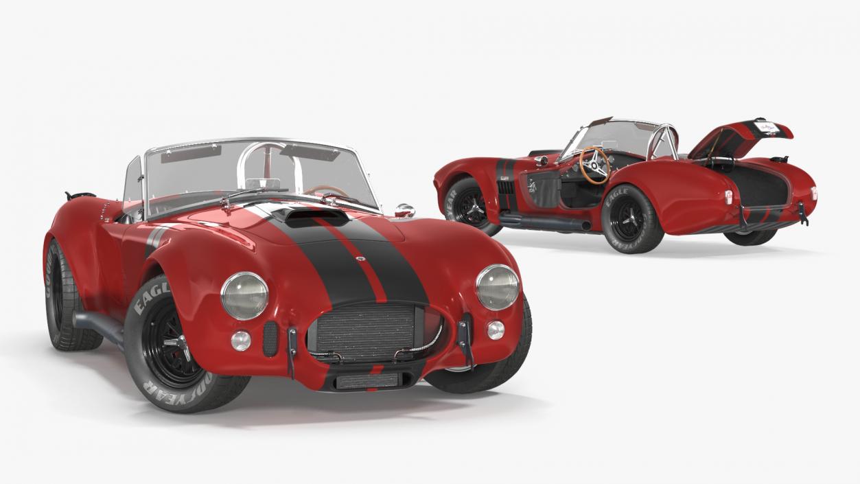 3D model Racing Cobra Shelby 1965 Red Rigged