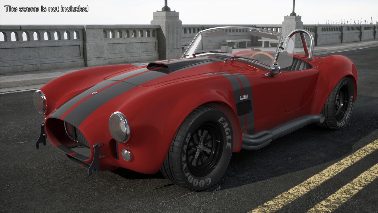 3D model Racing Cobra Shelby 1965 Red Rigged