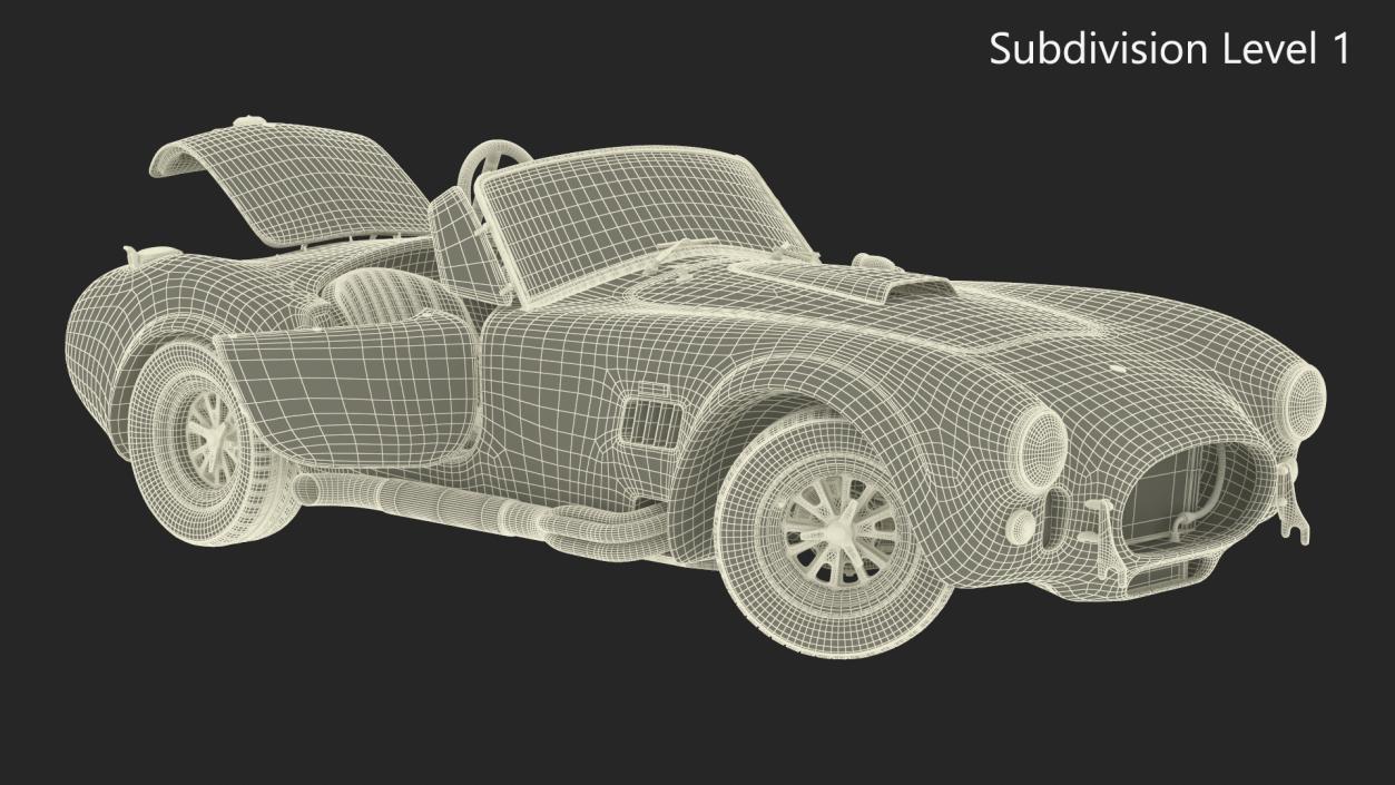 3D model Racing Cobra Shelby 1965 Red Rigged