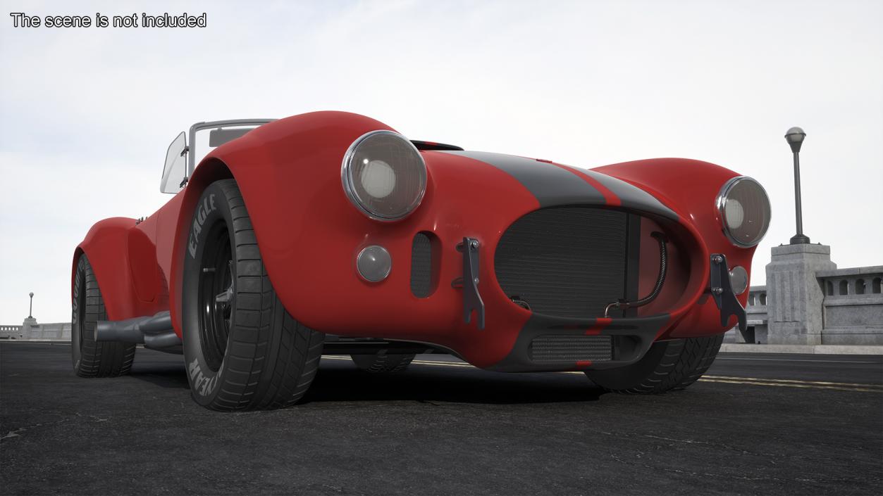 3D model Racing Cobra Shelby 1965 Red Rigged