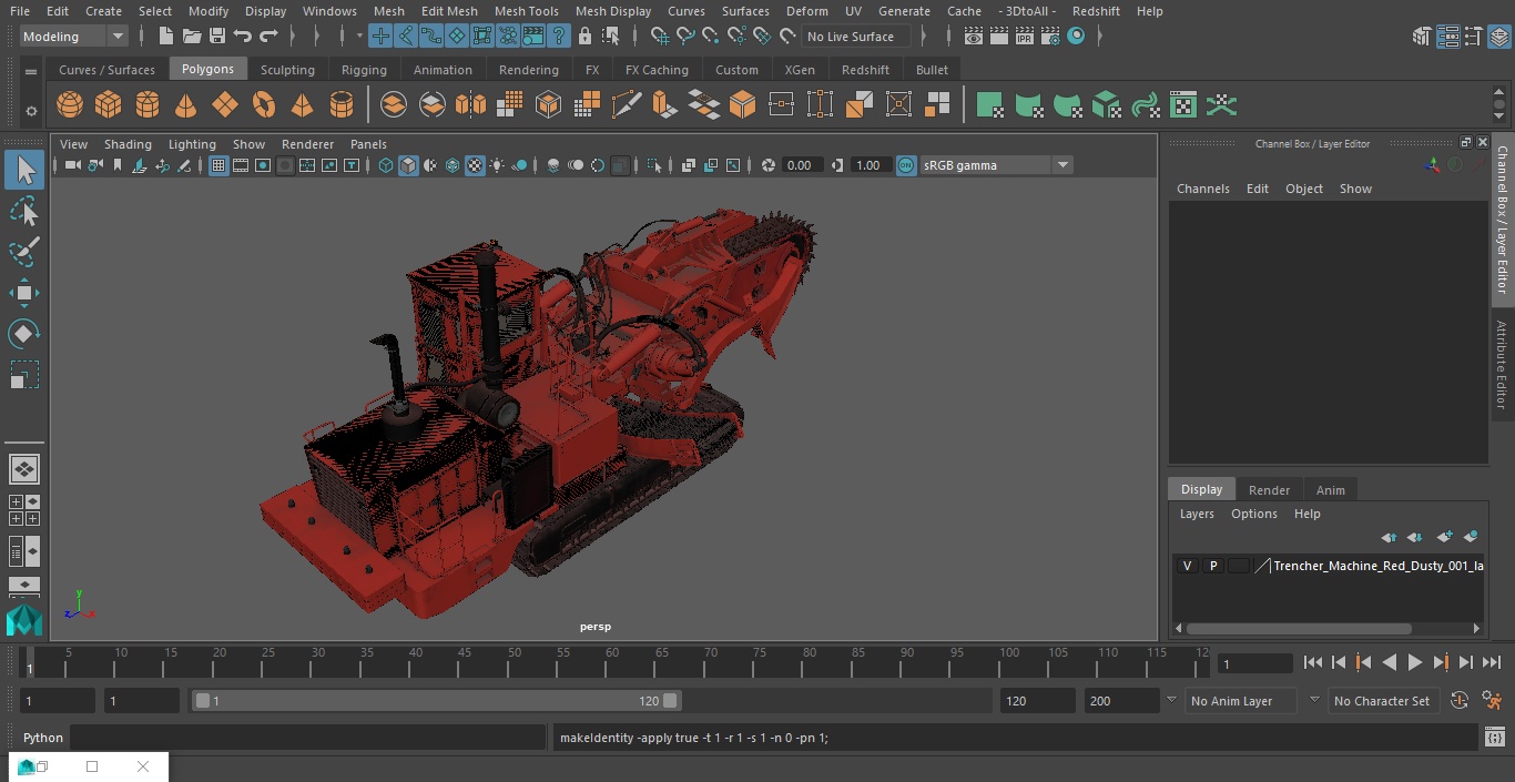 3D Trencher Machine Red Dusty