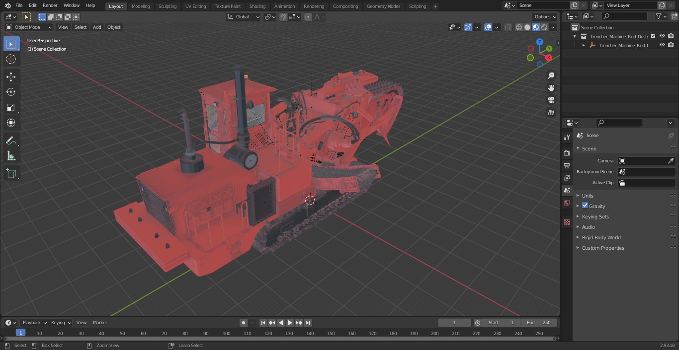 3D Trencher Machine Red Dusty