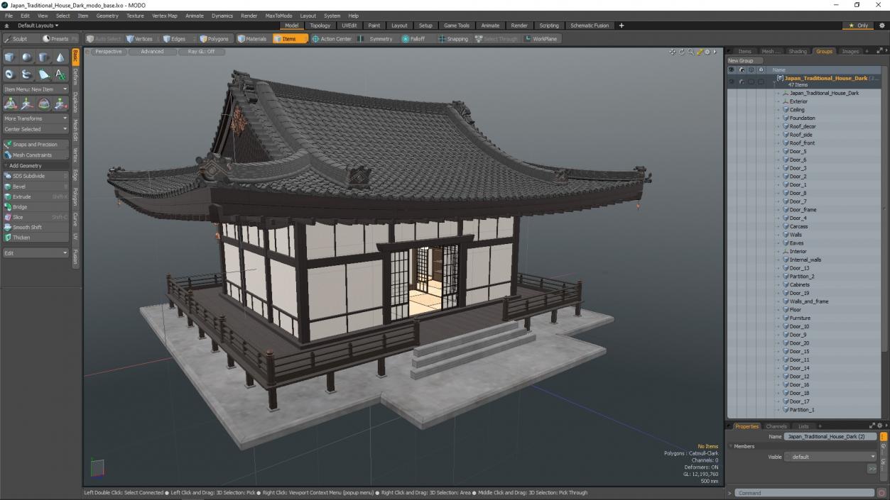 3D model Japan Traditional House Dark 2