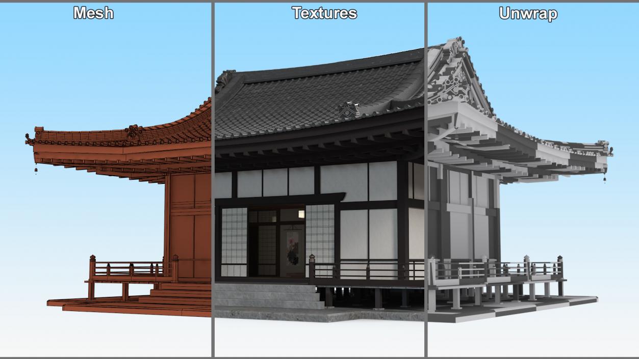 3D model Japan Traditional House Dark 2