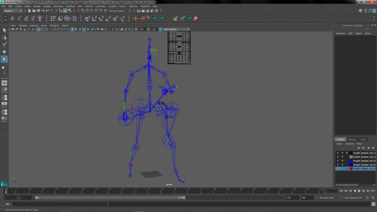 Knight Templar Set Rigged for Maya 3D model