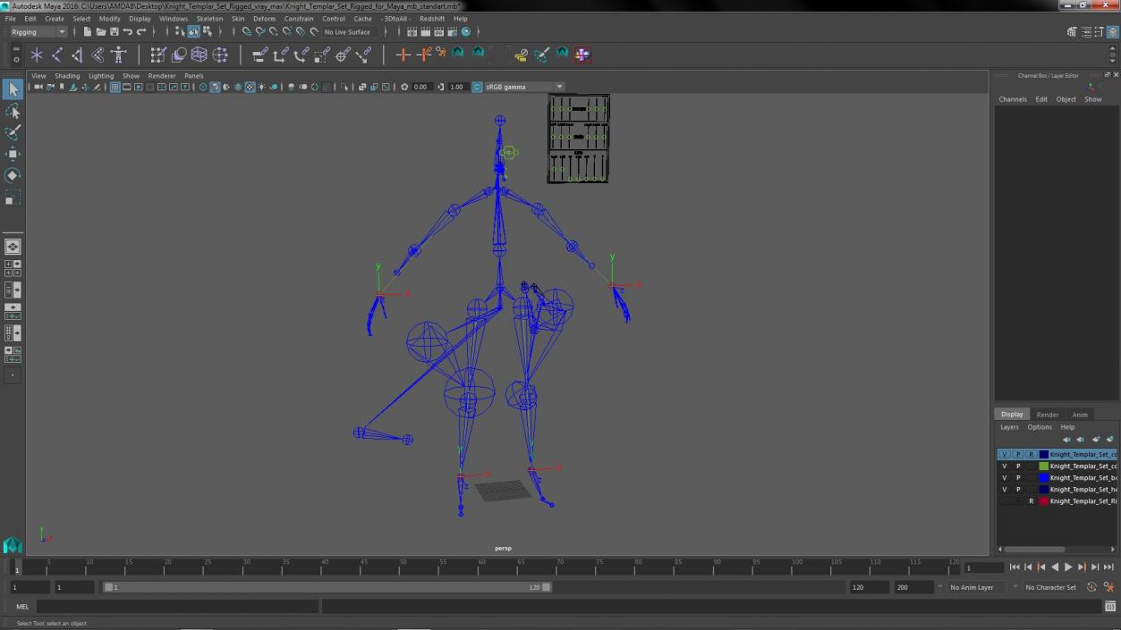 Knight Templar Set Rigged for Maya 3D model