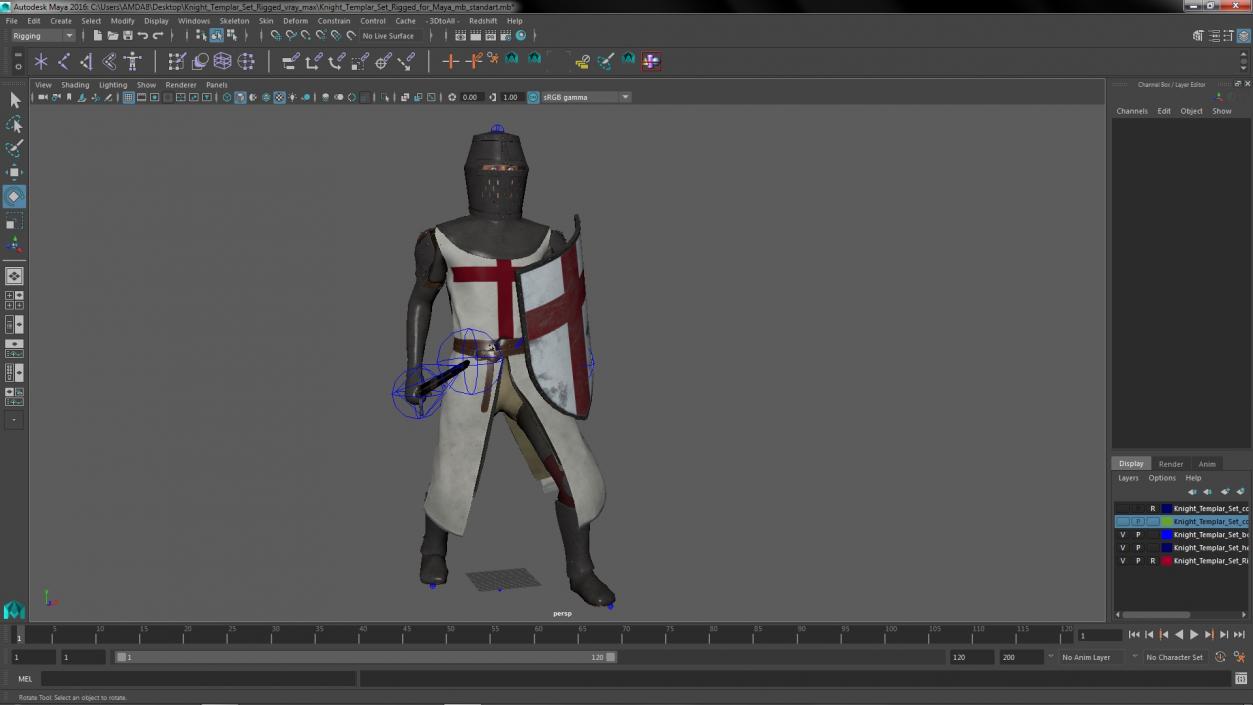 Knight Templar Set Rigged for Maya 3D model