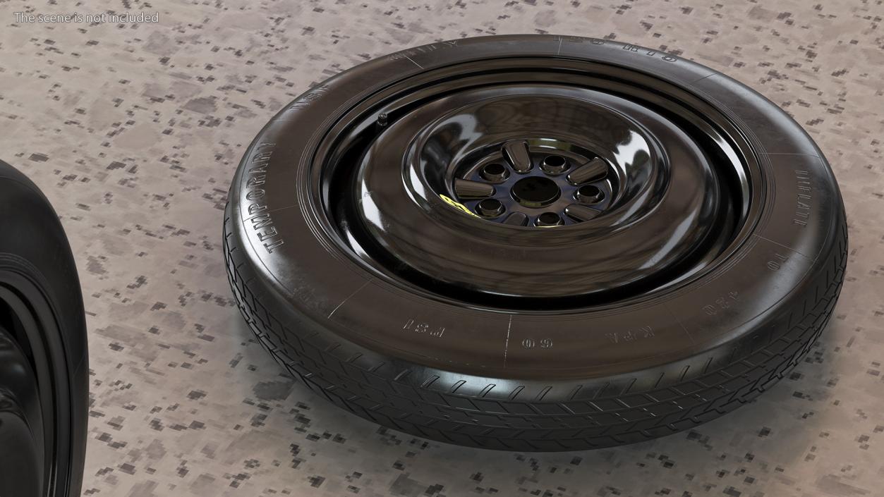 Temporary Spare Wheel with Tyre 125 R15 3D model