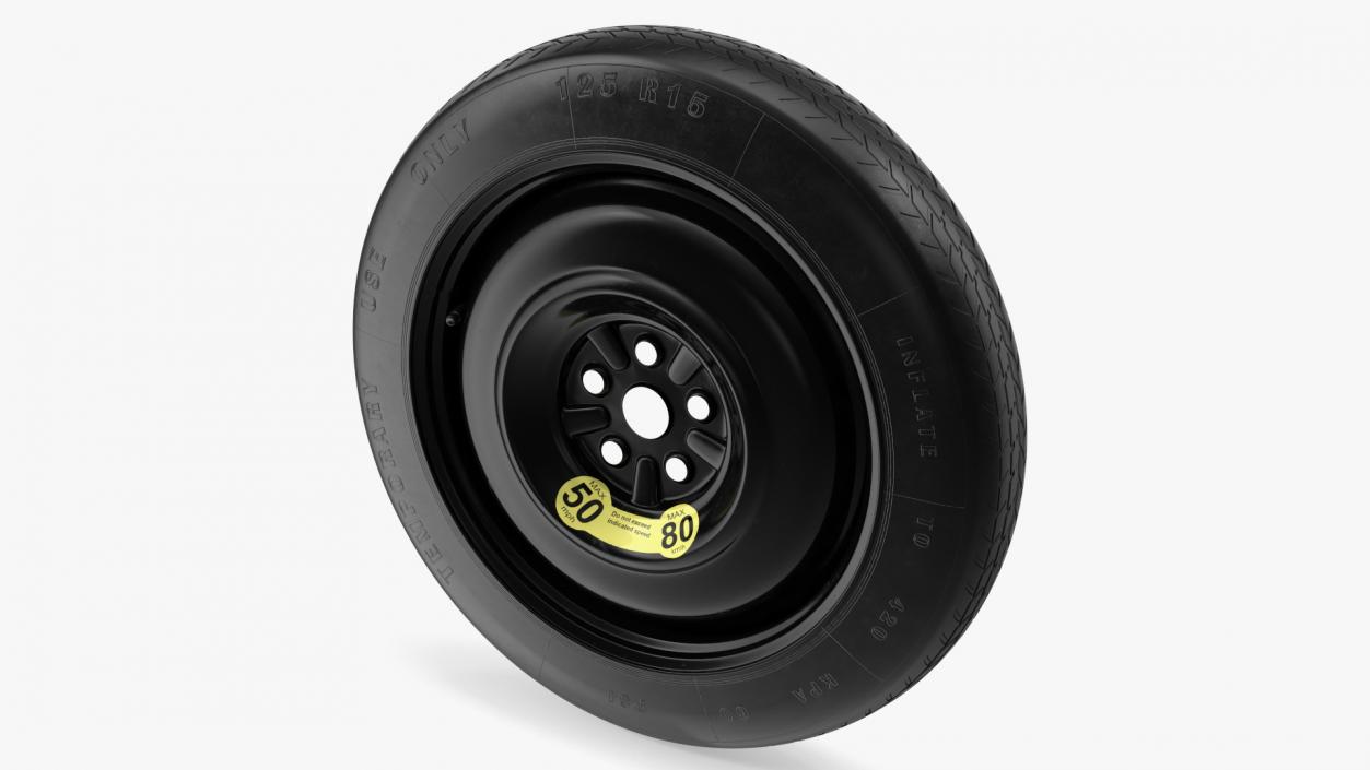 Temporary Spare Wheel with Tyre 125 R15 3D model