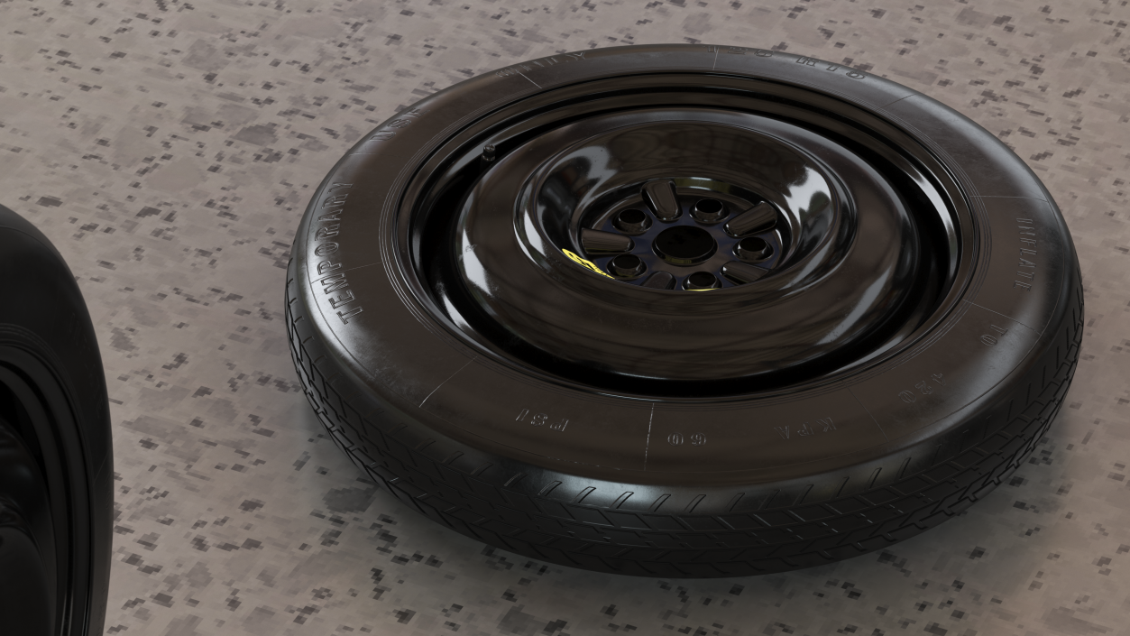 Temporary Spare Wheel with Tyre 125 R15 3D model