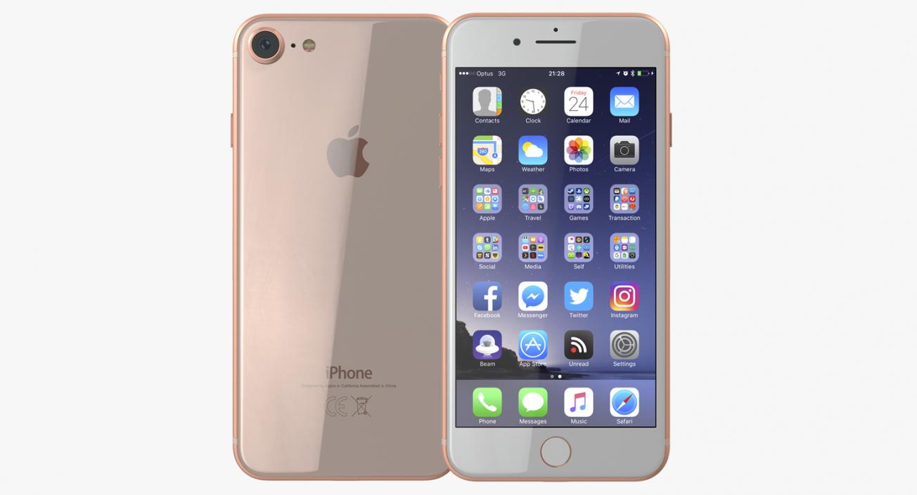 3D iPhone 8 Gold model