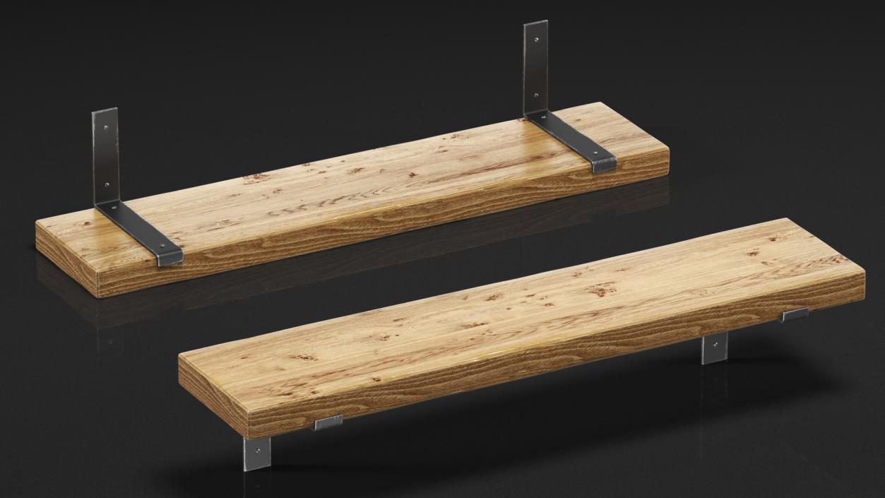 Wooden Shelf Long 3D