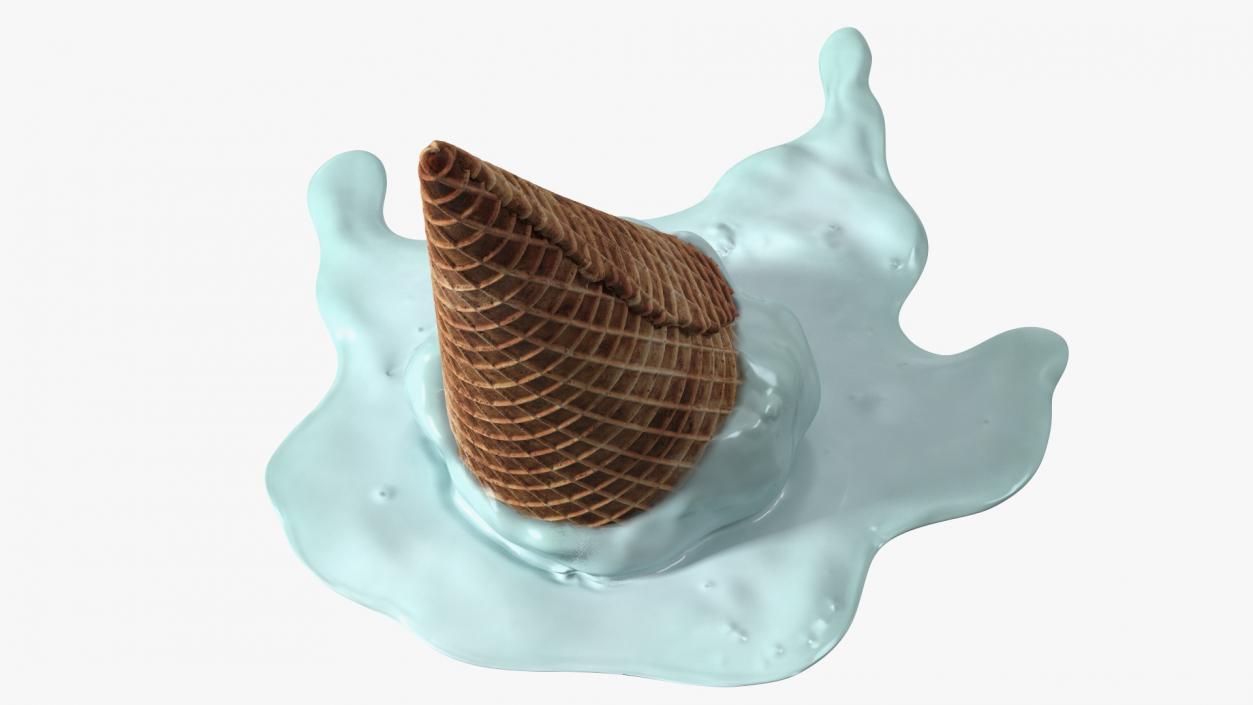 Melting Ice Cream Cone Blue 3D