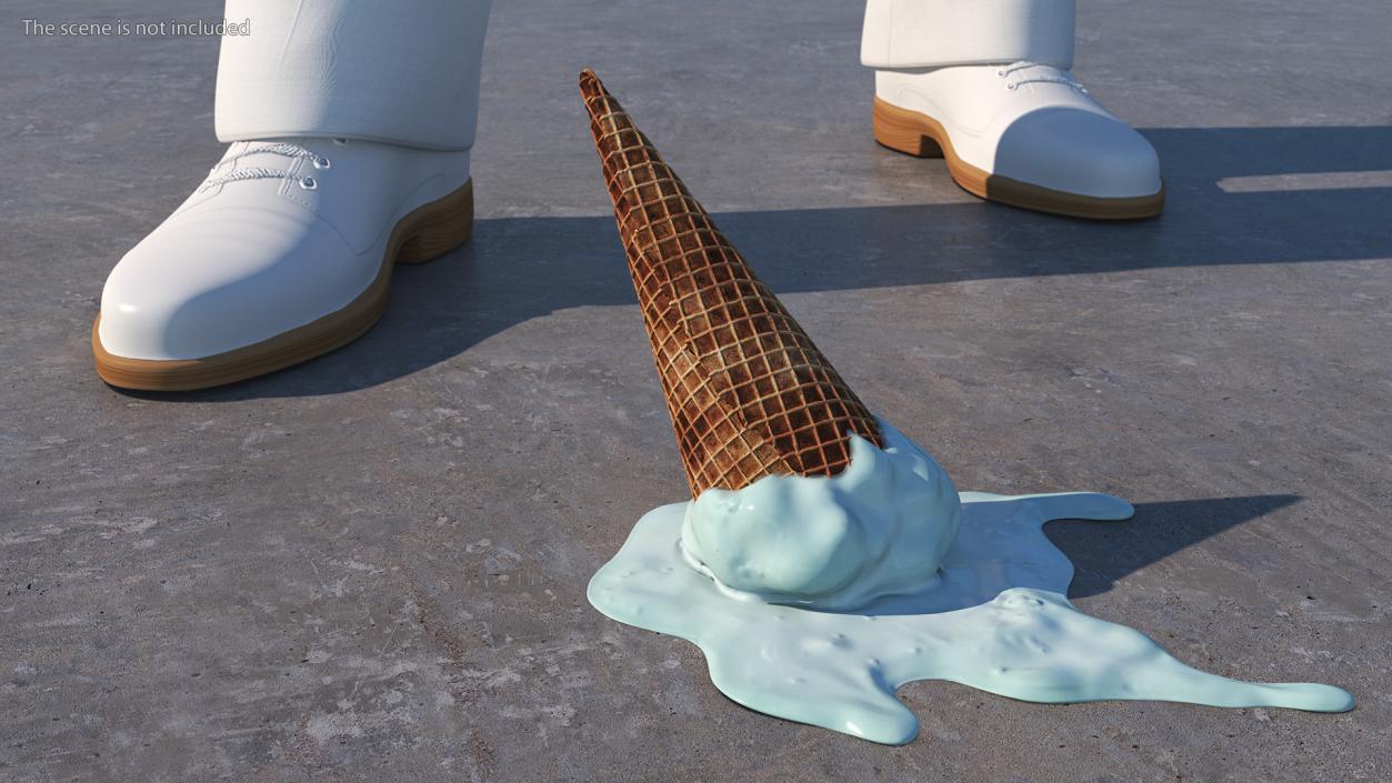 Melting Ice Cream Cone Blue 3D