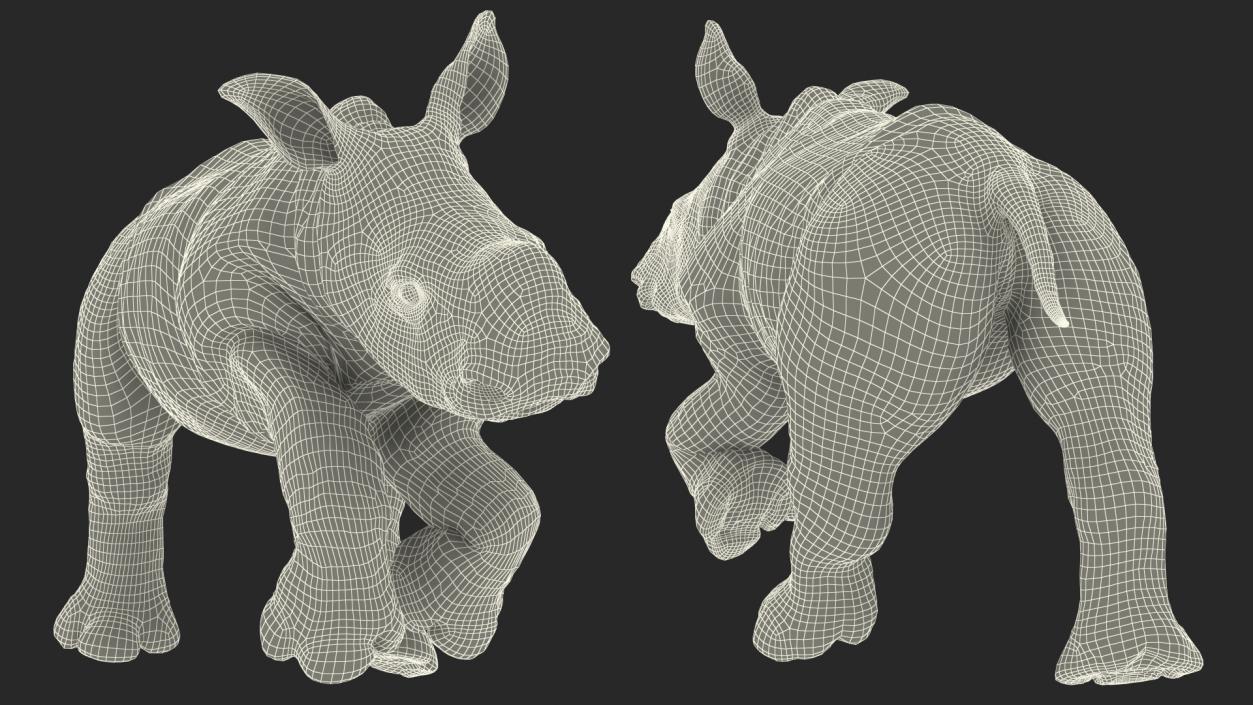 3D Baby Rhino Running Pose model