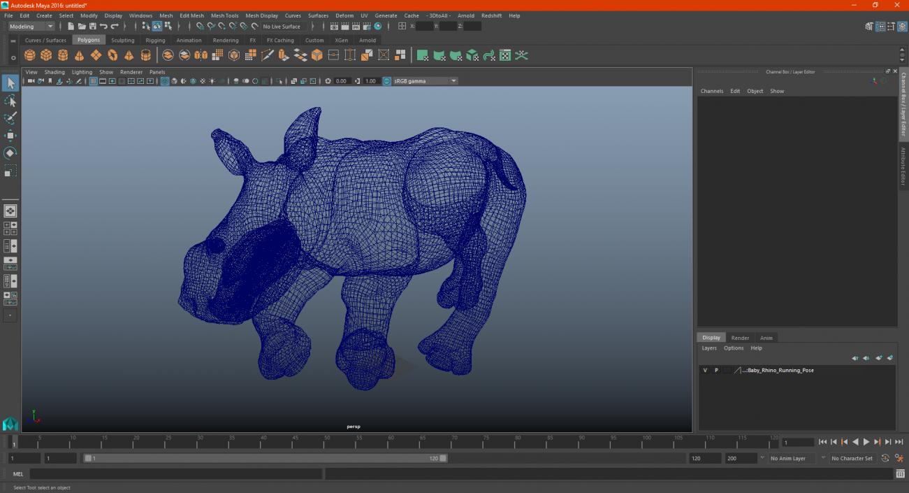 3D Baby Rhino Running Pose model